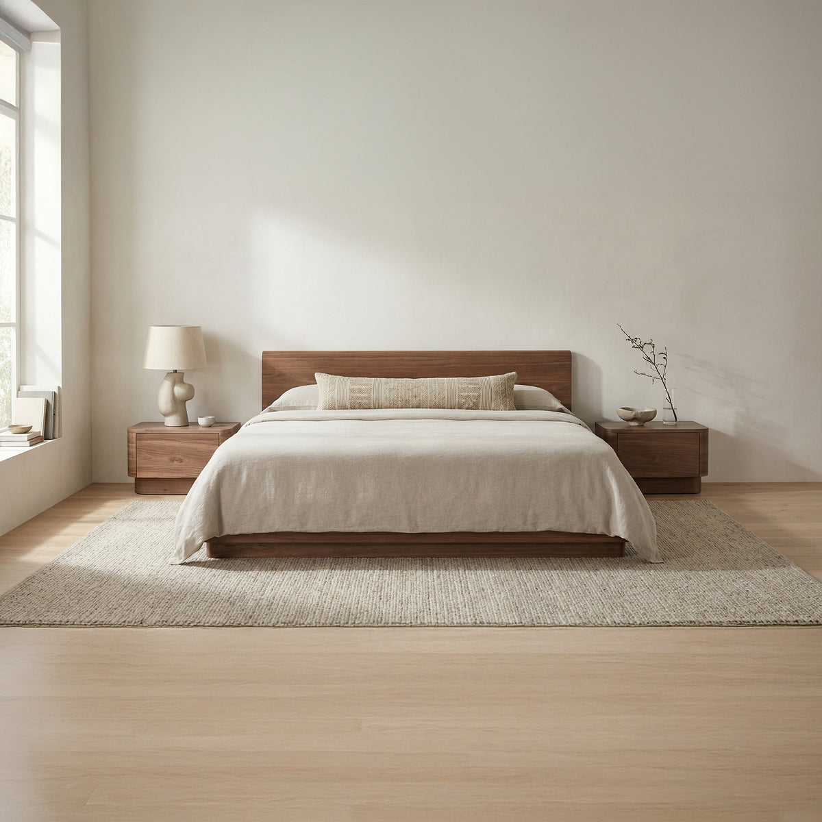 Round Off King Bed Walnut Brown - lifestyle image
