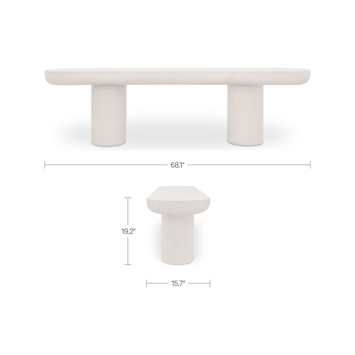 Rocca Bench Cream dimensions