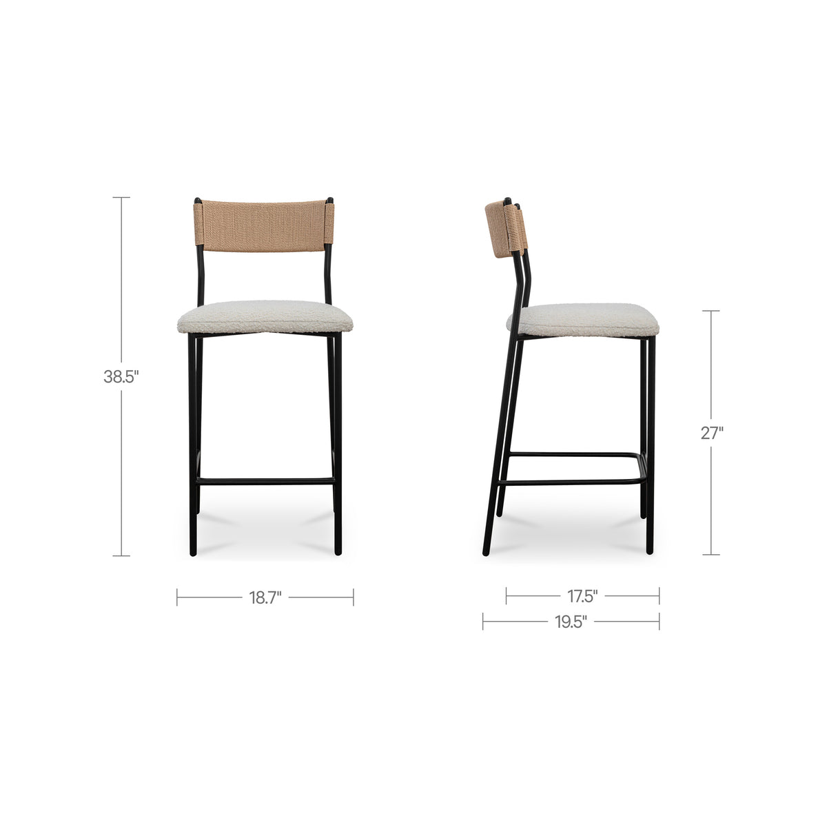 Foley Counter Stool White dimensions