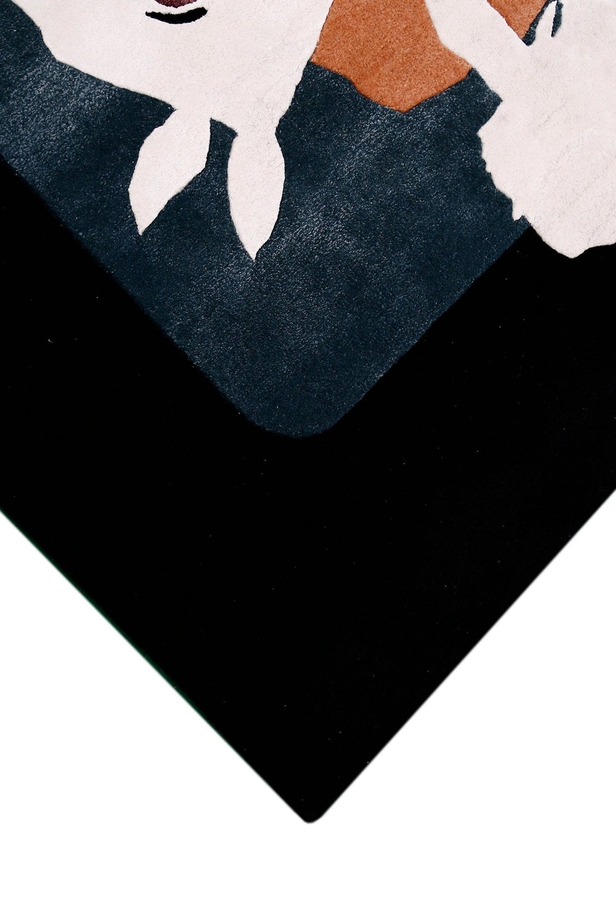 A Woman Riding Horse Ivory And Black Hand Tufted 5x8 Wool Area Rug.