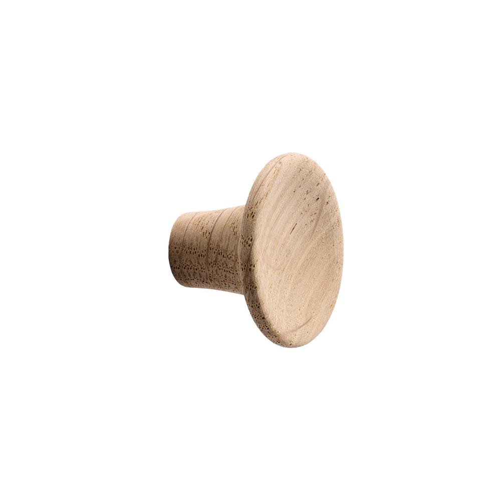 Unlacquered Oak Wood "Tuba" Cabinet Knob and Drawer Pulls.