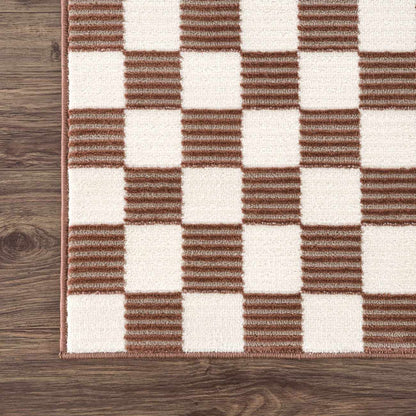 Kaysar Brown Checkered Washable Area Rug