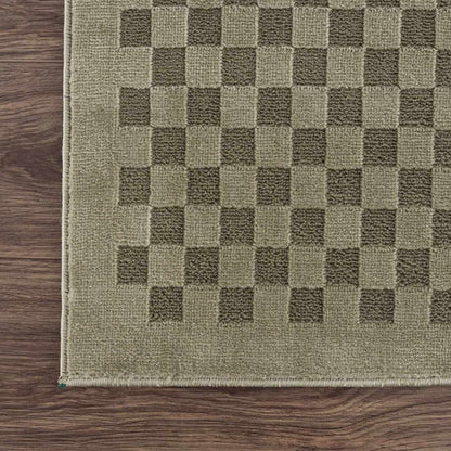 Gaiwan Olive Green Washable Area Rug