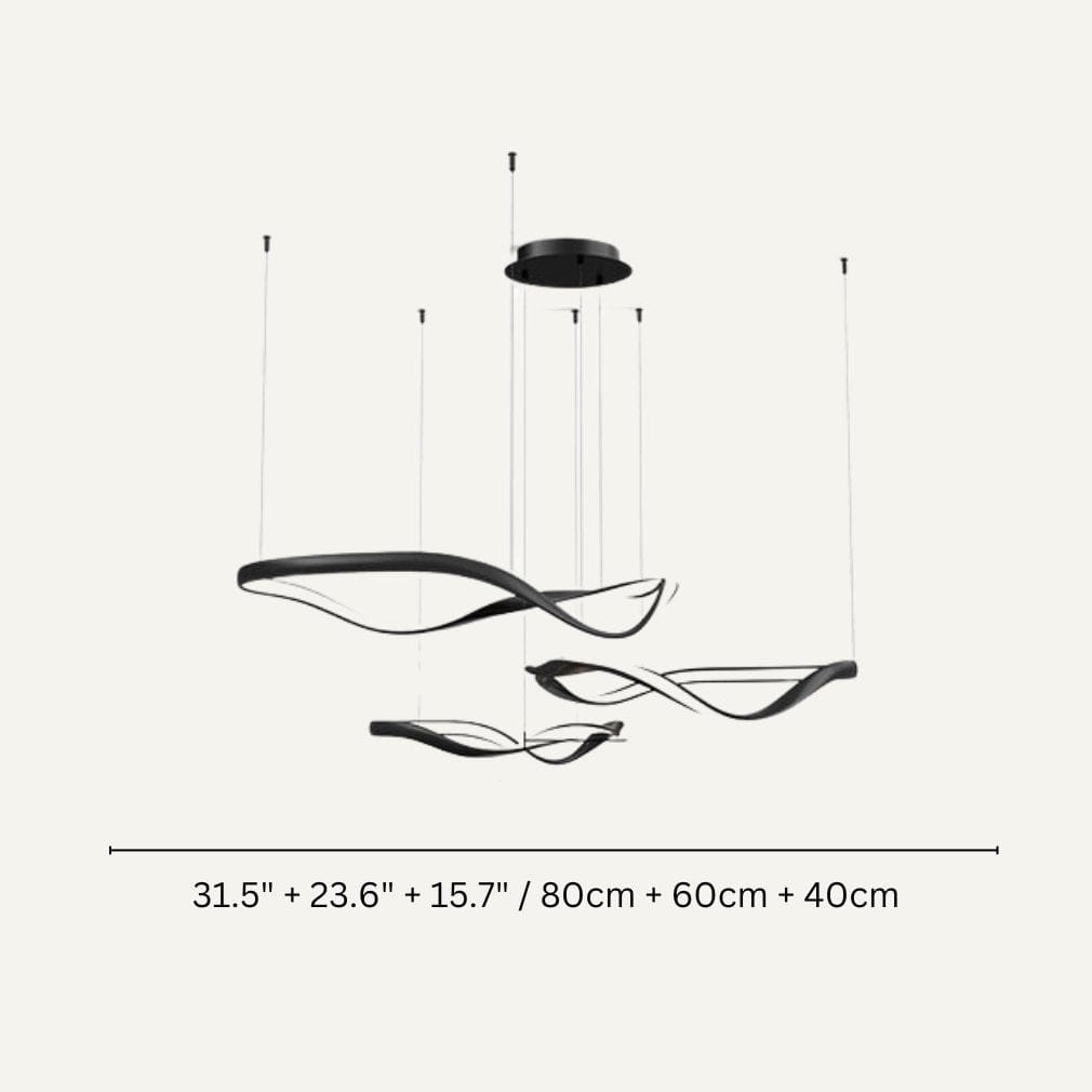 Residence Supply A - Black - 3 Rings - 31.5" + 23.6" + 15.7" / 80cm + 60cm + 40cm - 126W / Warm White (3000K) Aaliyah Chandelier