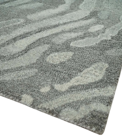 Abstract Modern Hand Tufted 2x3, 3x5, 5x8, 6x9, 8x10 and 9x12 Woolen Beige, Silver and Gray Area Rug | MIR3.