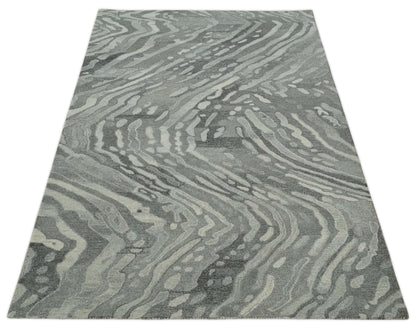 Abstract Modern Hand Tufted 2x3, 3x5, 5x8, 6x9, 8x10 and 9x12 Woolen Beige, Silver and Gray Area Rug | MIR3.