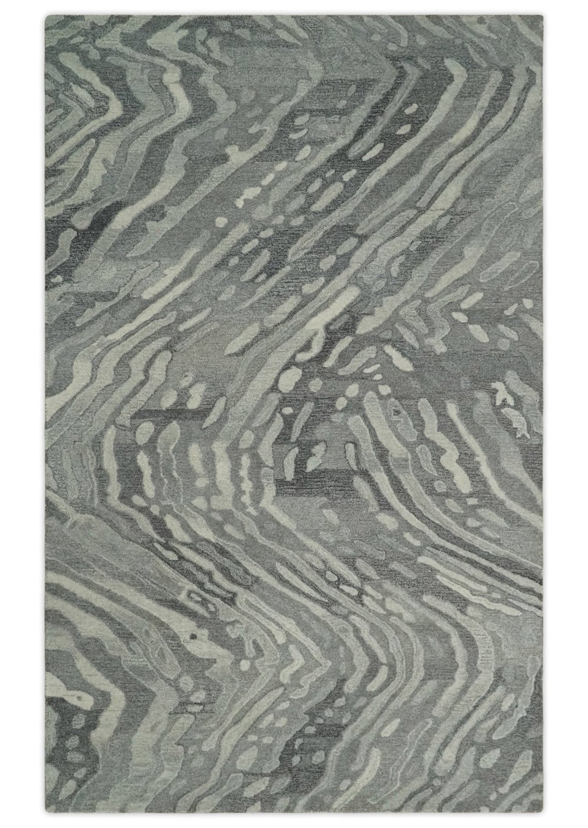 Abstract Modern Hand Tufted 2x3, 3x5, 5x8, 6x9, 8x10 and 9x12 Woolen Beige, Silver and Gray Area Rug | MIR3.