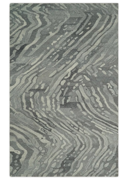 Abstract Modern Hand Tufted 2x3, 3x5, 5x8, 6x9, 8x10 and 9x12 Woolen Beige, Silver and Gray Area Rug | MIR3.
