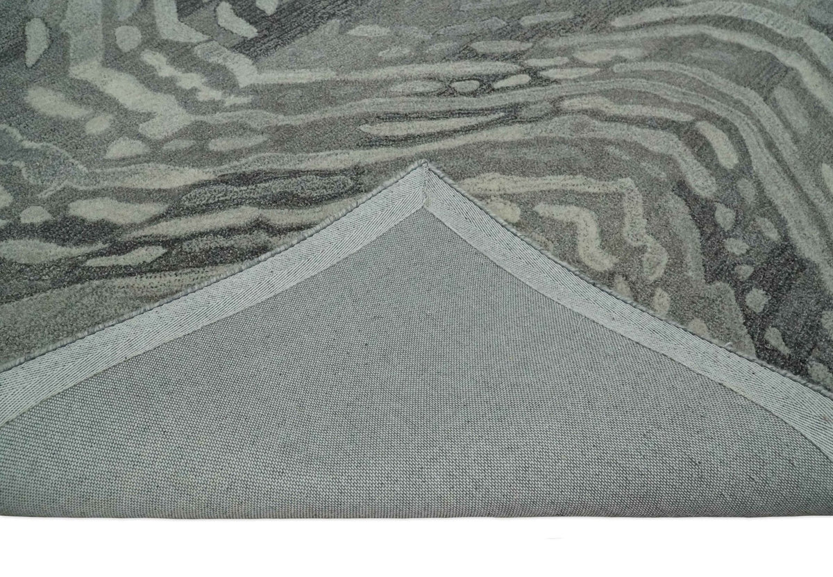 Abstract Modern Hand Tufted 2x3, 3x5, 5x8, 6x9, 8x10 and 9x12 Woolen Beige, Silver and Gray Area Rug | MIR3.