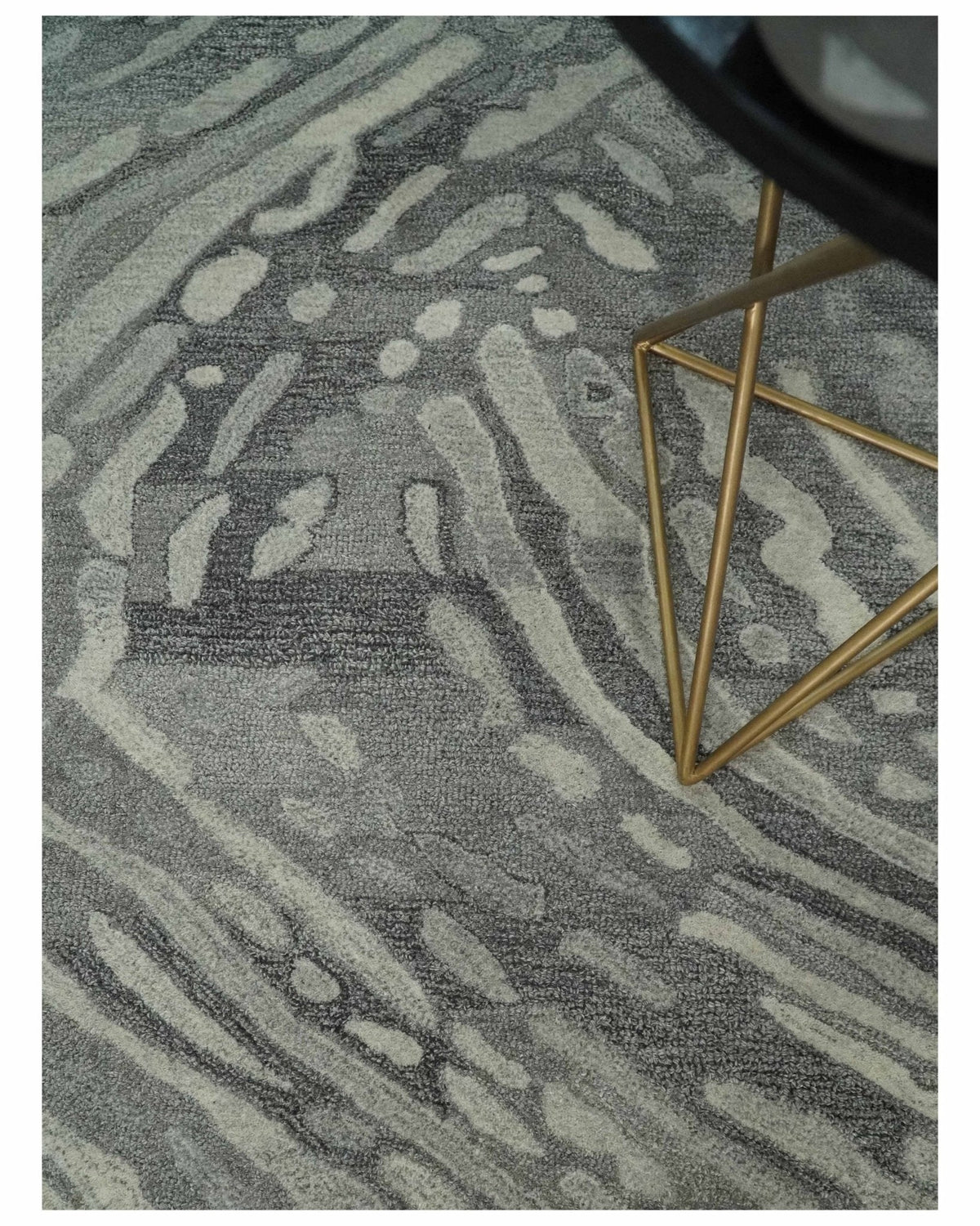 Abstract Modern Hand Tufted 2x3, 3x5, 5x8, 6x9, 8x10 and 9x12 Woolen Beige, Silver and Gray Area Rug | MIR3.