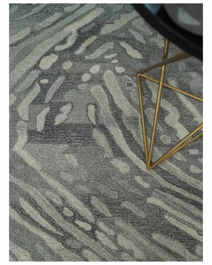 Abstract Modern Hand Tufted 2x3, 3x5, 5x8, 6x9, 8x10 and 9x12 Woolen Beige, Silver and Gray Area Rug | MIR3.