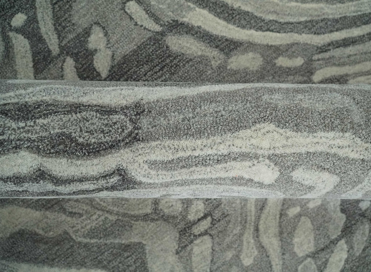 Abstract Modern Hand Tufted 2x3, 3x5, 5x8, 6x9, 8x10 and 9x12 Woolen Beige, Silver and Gray Area Rug | MIR3.
