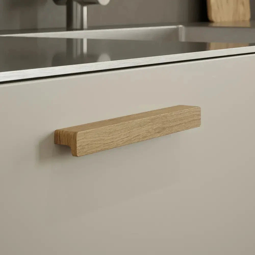 Lacquered Oak Wood "Elan" Knob and Drawer Pulls.