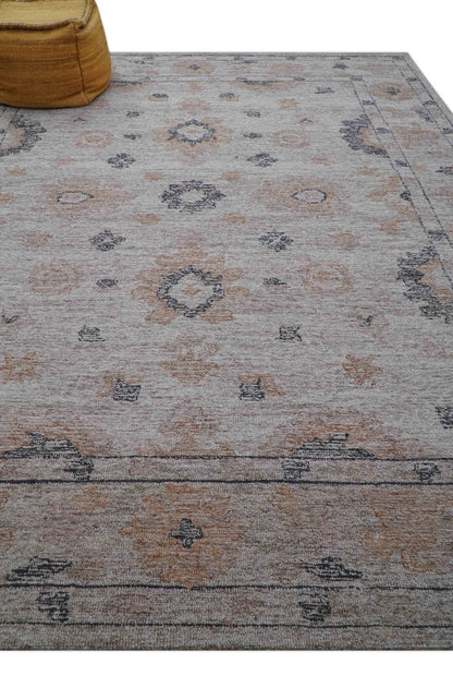 Alexa Custom Made Traditional Oushak Beige Hand Tufted wool rug.