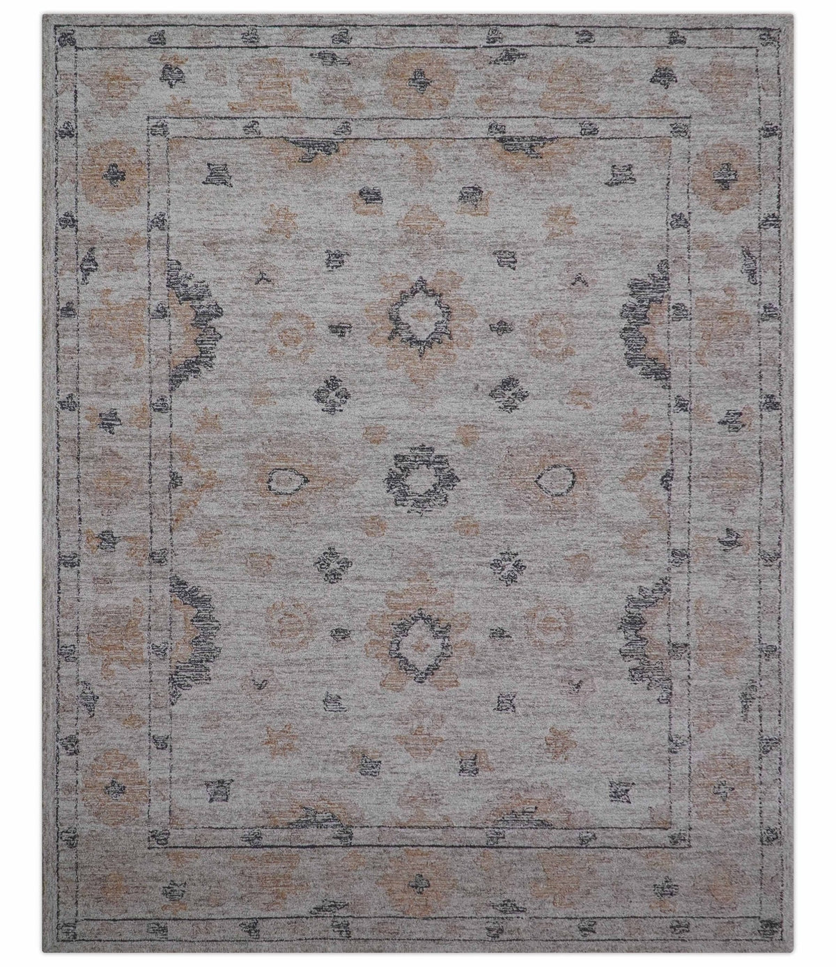 Alexa Custom Made Traditional Oushak Beige Hand Tufted wool rug.