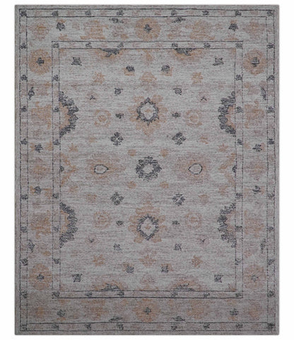 Alexa Custom Made Traditional Oushak Beige Hand Tufted wool rug.