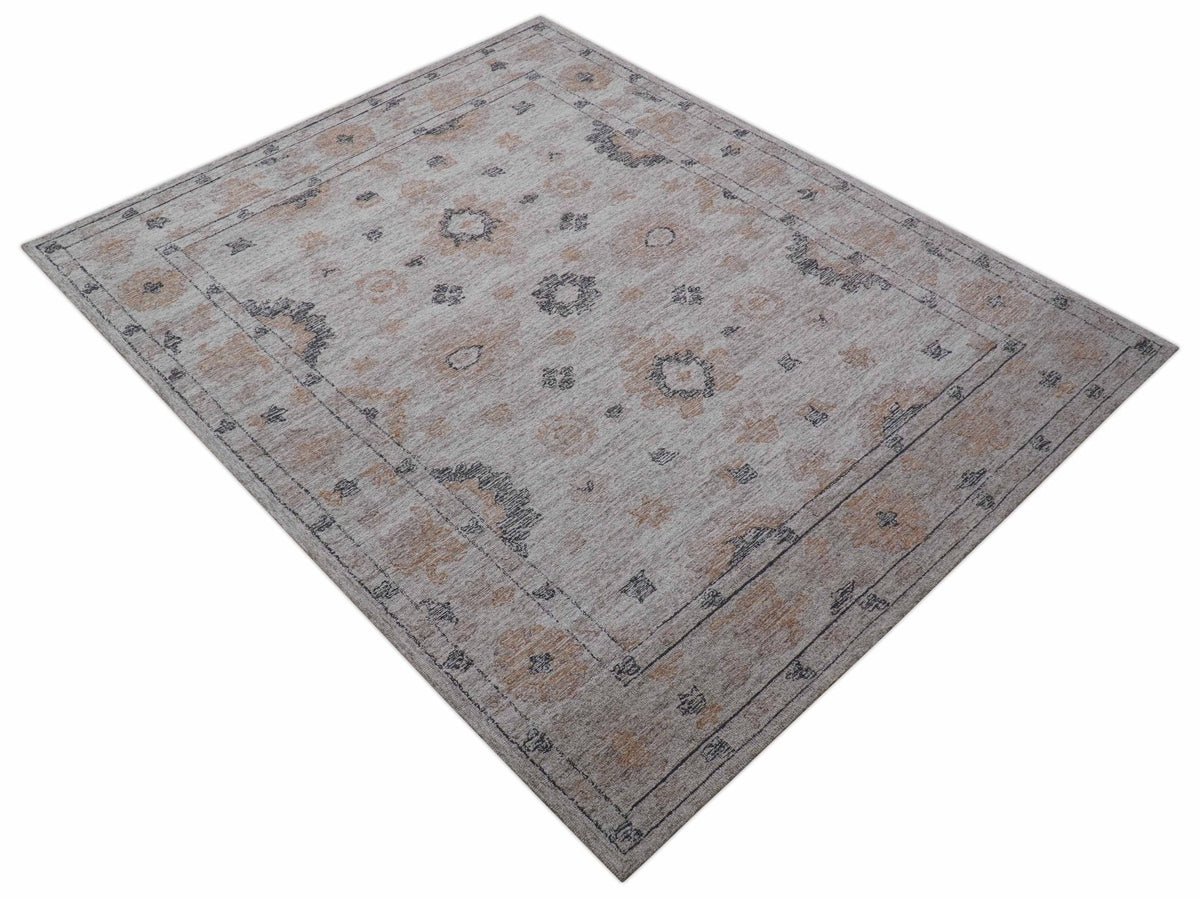 Alexa Custom Made Traditional Oushak Beige Hand Tufted wool rug.