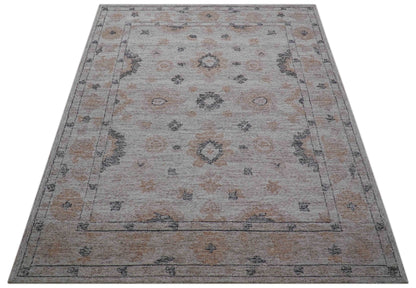 Alexa Custom Made Traditional Oushak Beige Hand Tufted wool rug.
