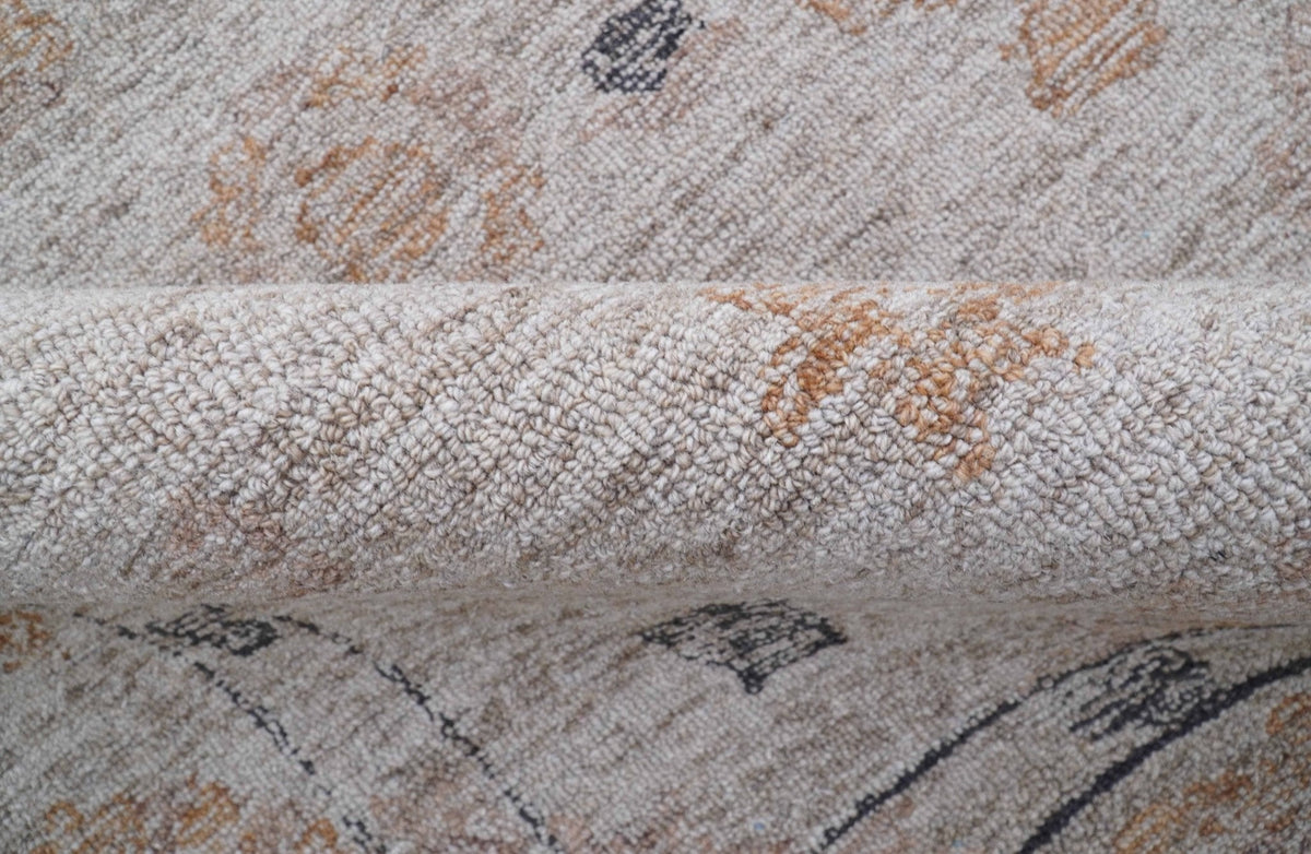 Alexa Custom Made Traditional Oushak Beige Hand Tufted wool rug.