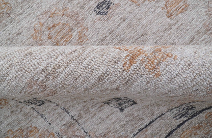 Alexa Custom Made Traditional Oushak Beige Hand Tufted wool rug.