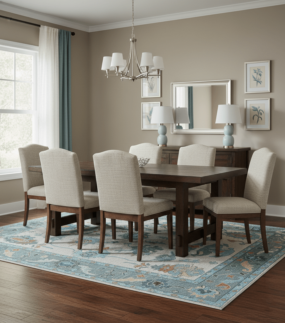 Allure Custom Made Traditional Oushak Beige And Blue Hand Tufted Wool Rug.