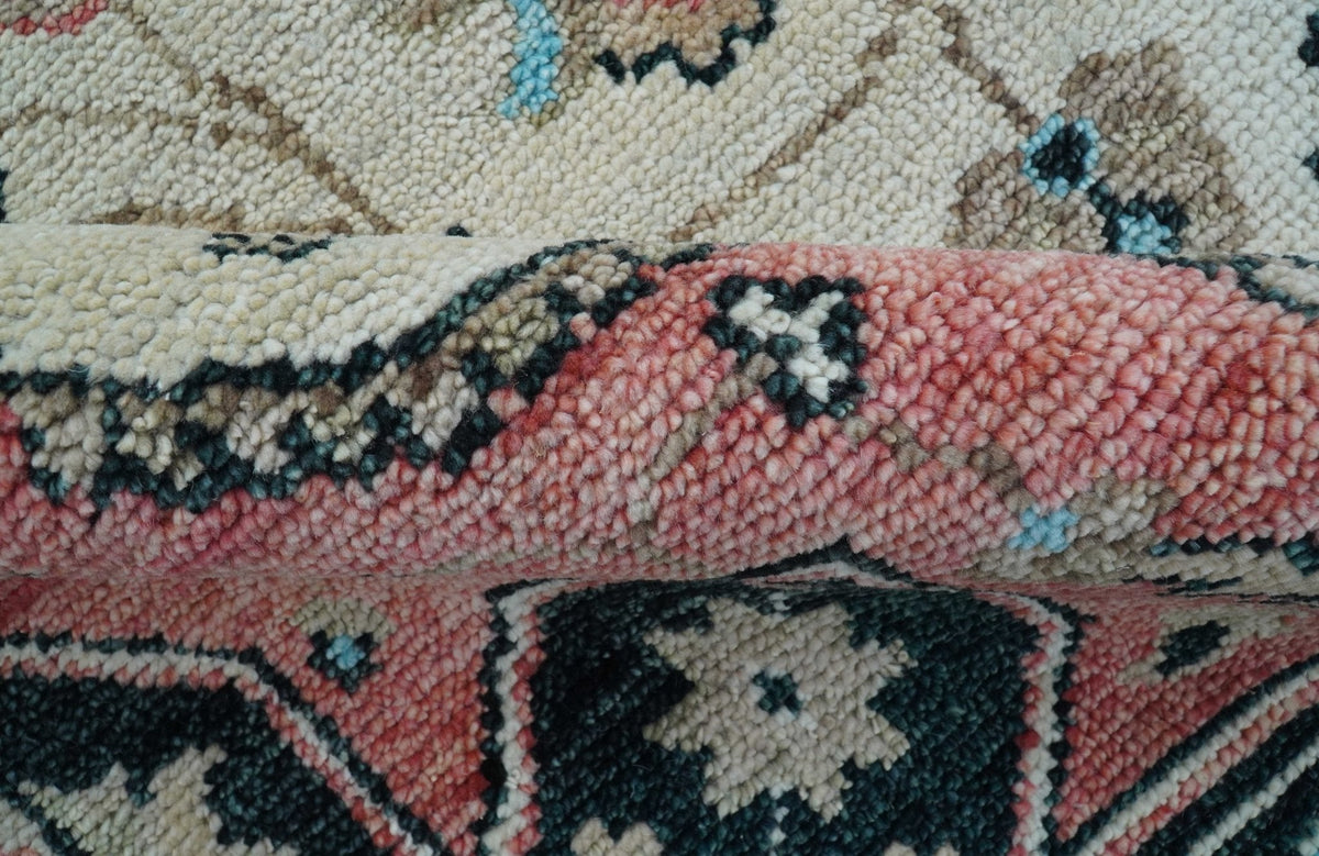 Allure Custom Made Turkish Design Beige Hand Knotted Wool Rug.