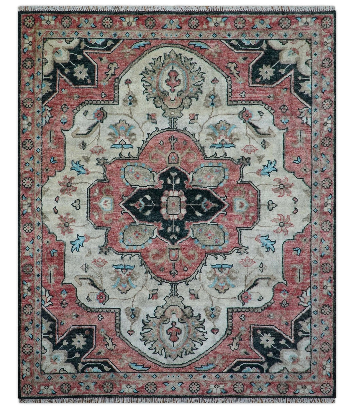 Allure Custom Made Turkish Design Beige Hand Knotted Wool Rug.