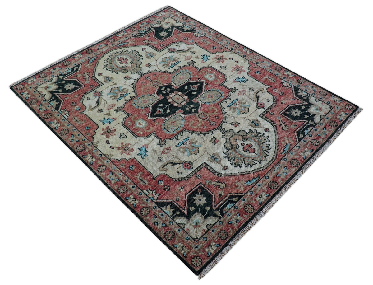 Allure Custom Made Turkish Design Beige Hand Knotted Wool Rug.