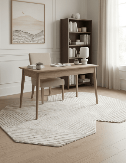 Amber Modern Geometrical Beige Hand Tufted Wool Rug