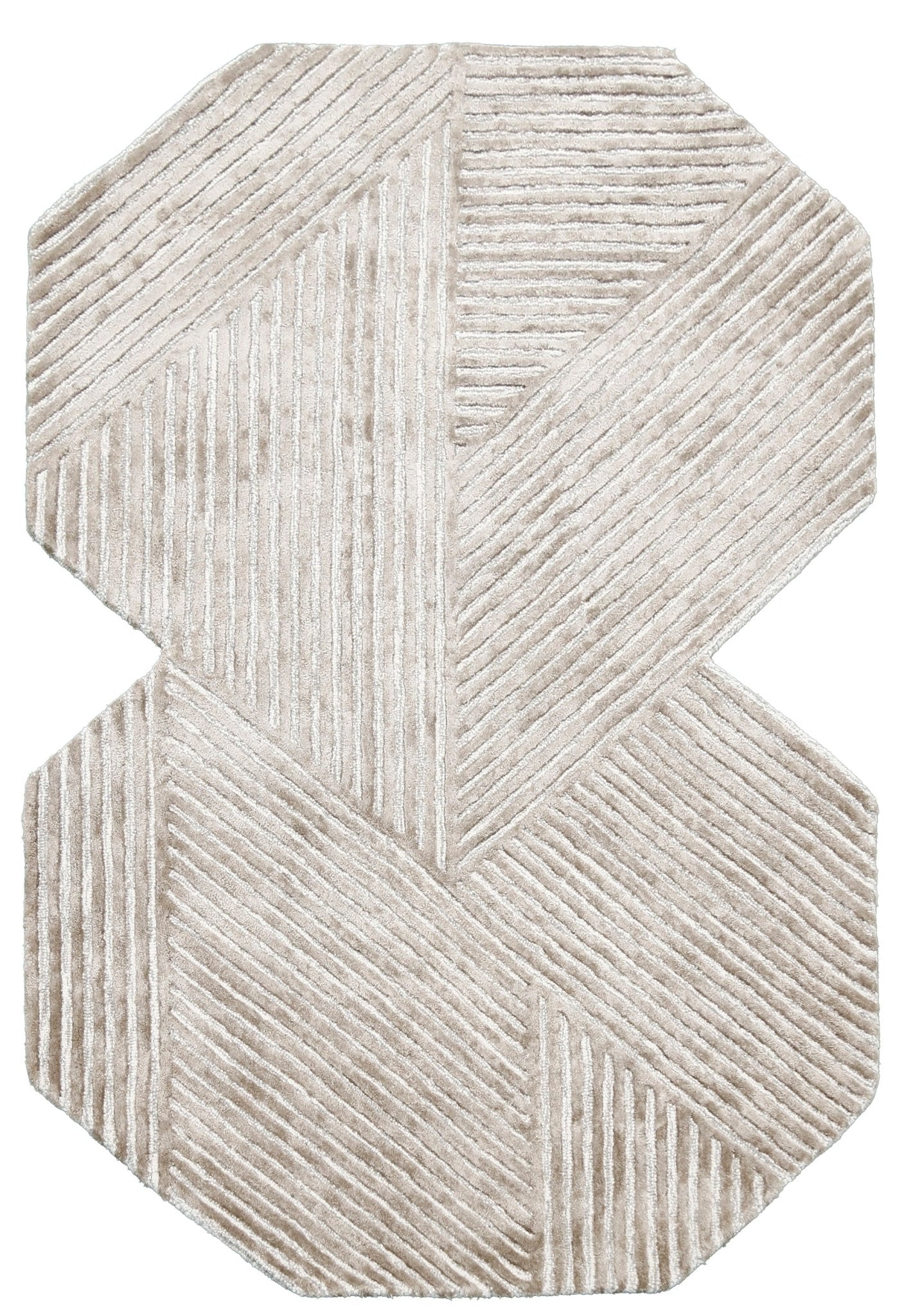 Amber Modern Geometrical Beige Hand Tufted Wool Rug