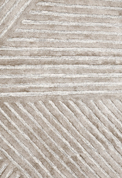 Amber Modern Geometrical Beige Hand Tufted Wool Rug