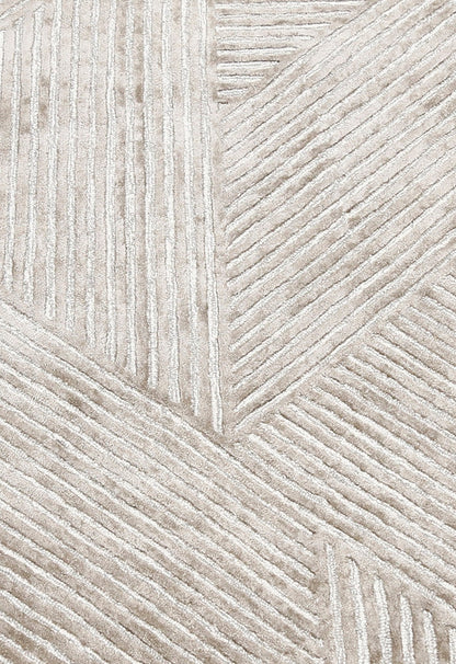 Amber Modern Geometrical Beige Hand Tufted Wool Rug