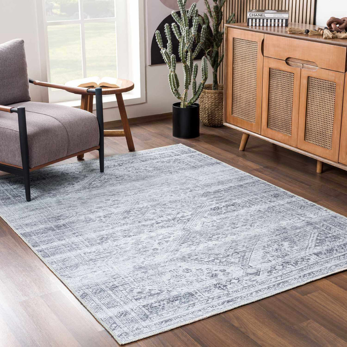 Barny Gray Blue Washable Rug - Clearance.