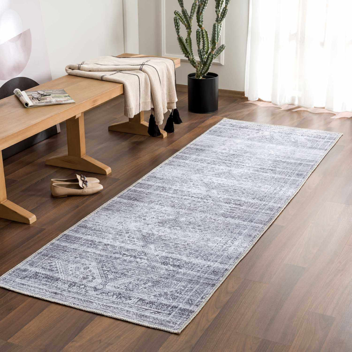 Barny Gray Blue Washable Rug - Clearance.