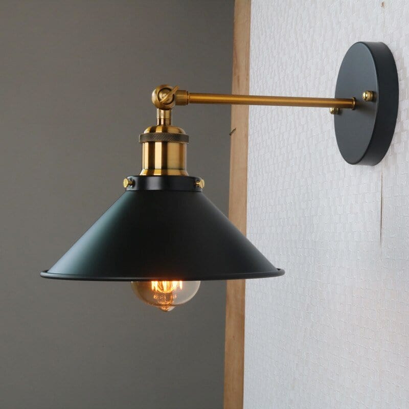 Residence Supply Black and Gold Wide Cone / 4W Ancien Wall Lamp