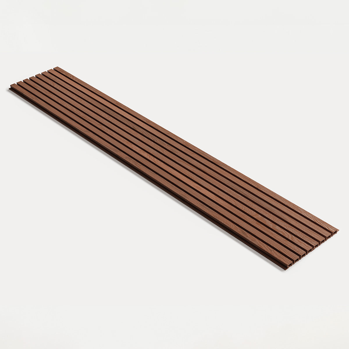 Exterior Wood-Look Composite Slat Panels.