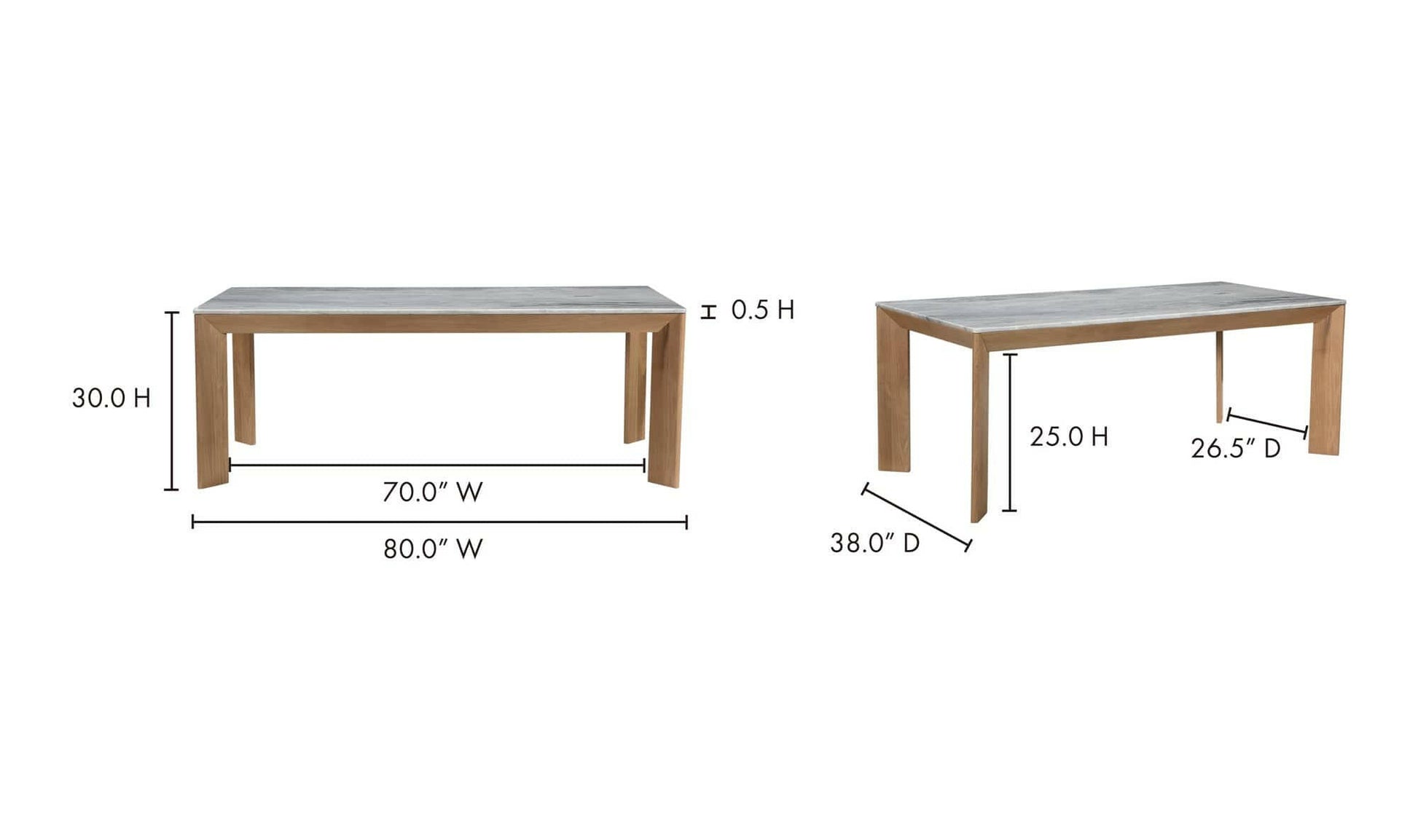 Moe's ANGLE MARBLE DINING RECTANGULAR TABLE