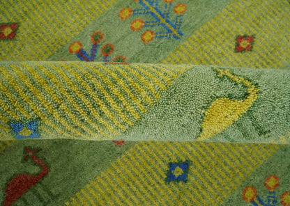 Animal and Tree Life Green, Blue and Rust Hand knotted Traditional Multi Size Wool Area Rug, Kids, Living Room and Bedroom Rug.