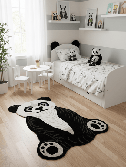 Animal Black Panda Hand Tufted 3x5 Wool Area Rug