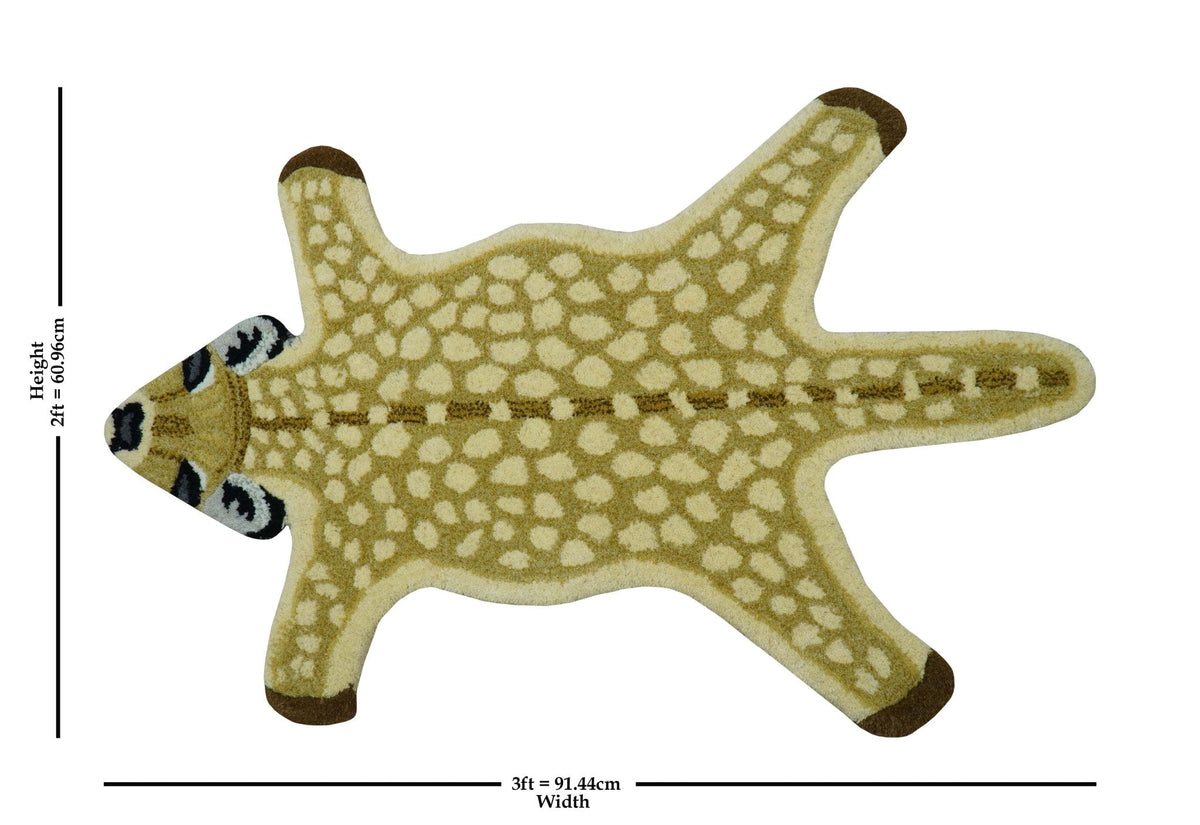 Animal Giraffe Brown Hand Tufted 2x3 Wool Area Rug.