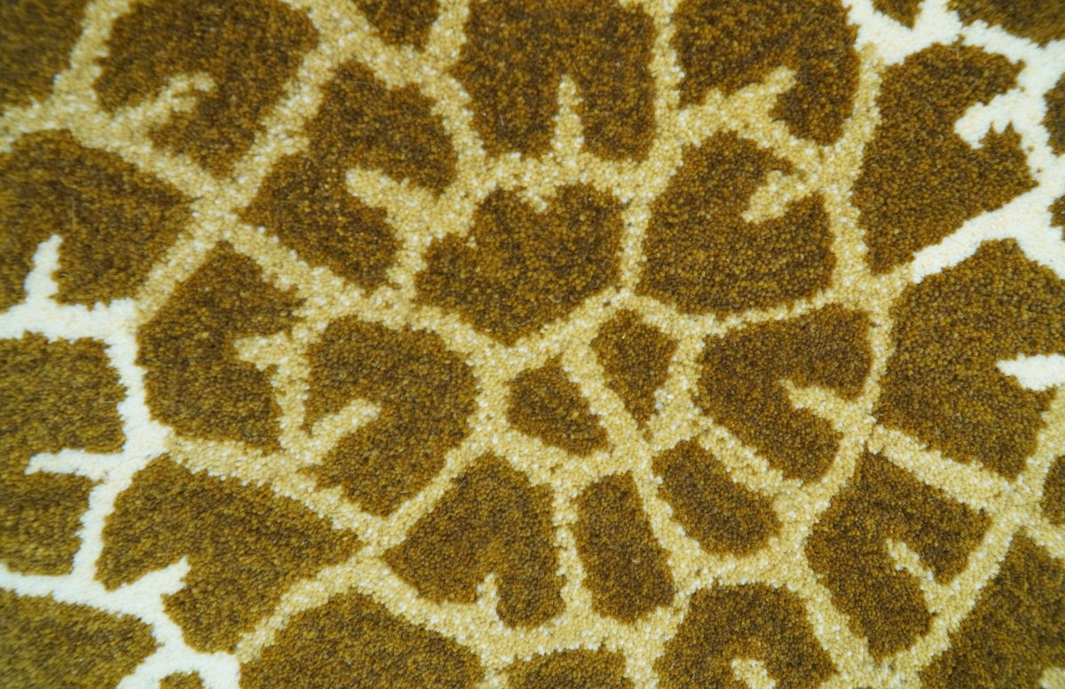 Animal Giraffe Brown Hand Tufted 3x5 Wool Area Rug.