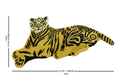 Animal Gold Tiger 3x5 Hand Tufted Wool Area Rug.