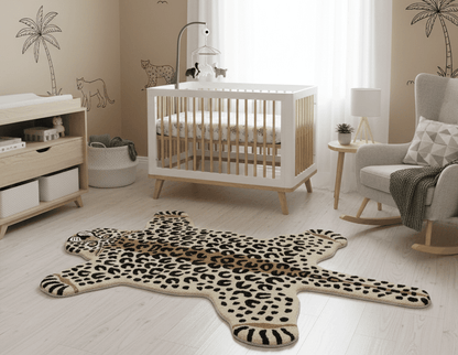 Animal Leopard Beige Hand Tufted 3x5 Wool Area Rug.