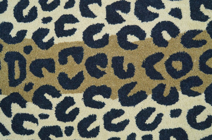 Animal Leopard Beige Hand Tufted 3x5 Wool Area Rug.