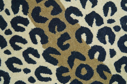 Animal Leopard Beige Hand Tufted 3x5 Wool Area Rug.