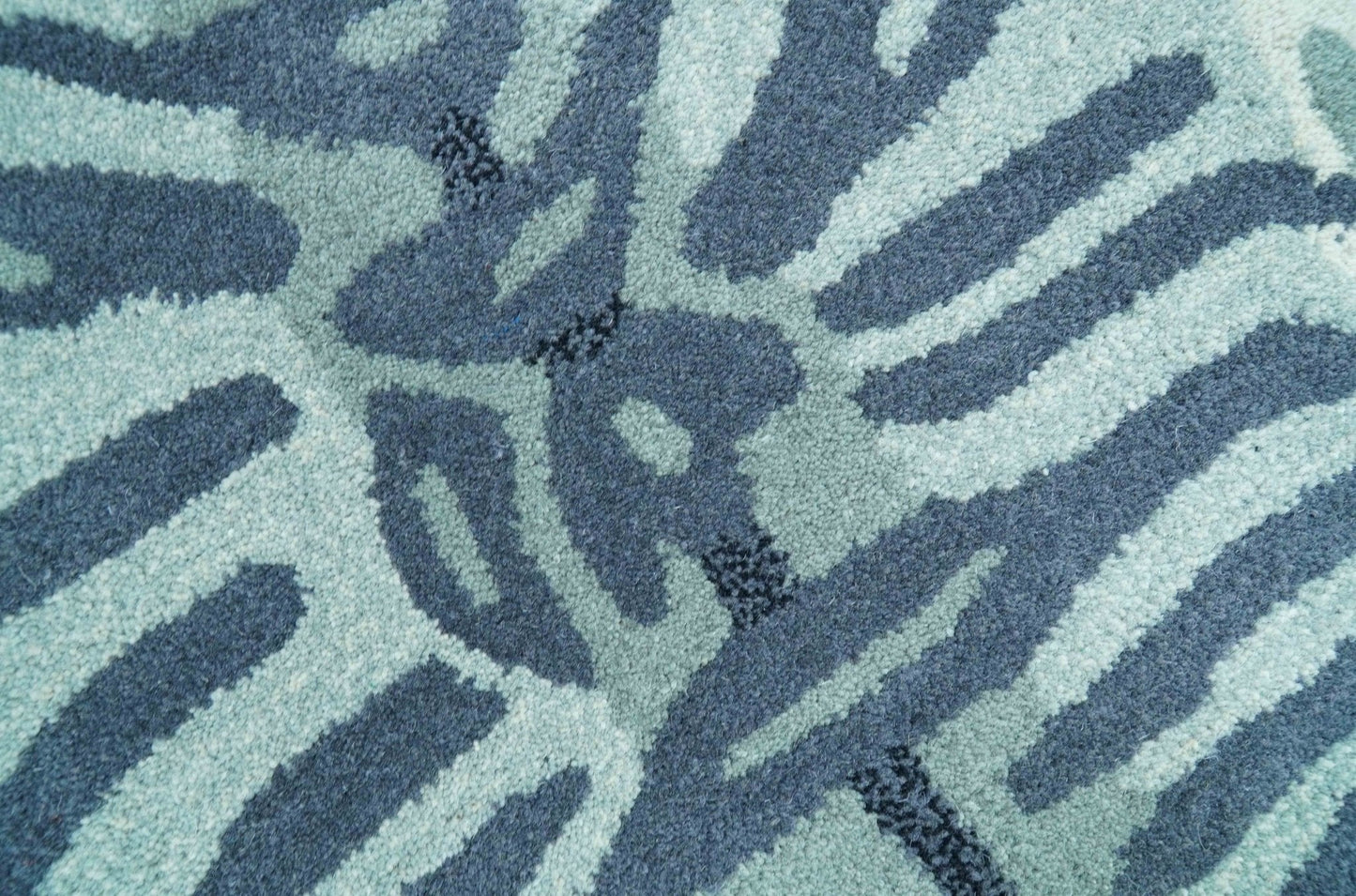 Animal Tiger Blue Hand Tufted 3x5 Wool Area Rug