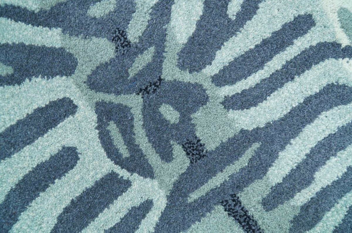 Animal Tiger Blue Hand Tufted 3x5 Wool Area Rug.