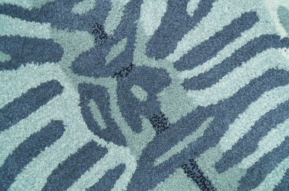 Animal Tiger Blue Hand Tufted 3x5 Wool Area Rug.