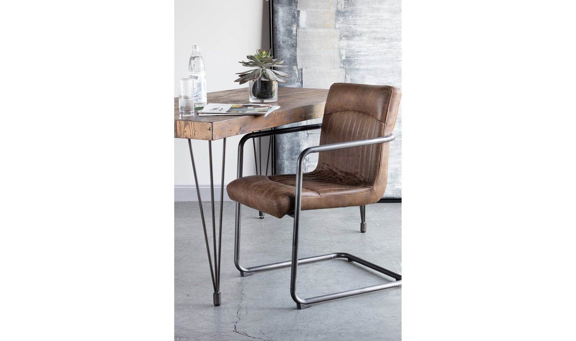 The Carpentry Shop Co. ANSEL ARM CHAIR GRAZED BROWN LEATHER-M2 ANSEL ARM CHAIR GRAZED BROWN LEATHER-M2