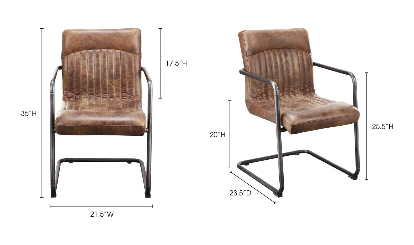 The Carpentry Shop Co. ANSEL ARM CHAIR GRAZED BROWN LEATHER-M2 ANSEL ARM CHAIR GRAZED BROWN LEATHER-M2